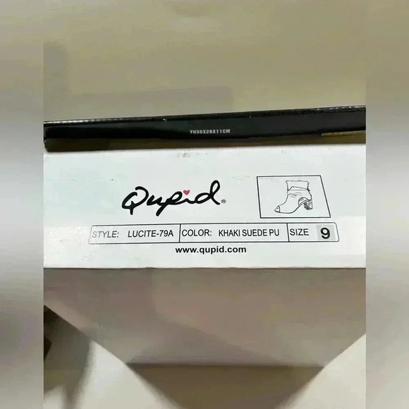 NIB!Qupid-Suede Khaki/Army Green Suede Back Zipper Peak a Boo Toe & Sides SZ 9 - Picture 10 of 11